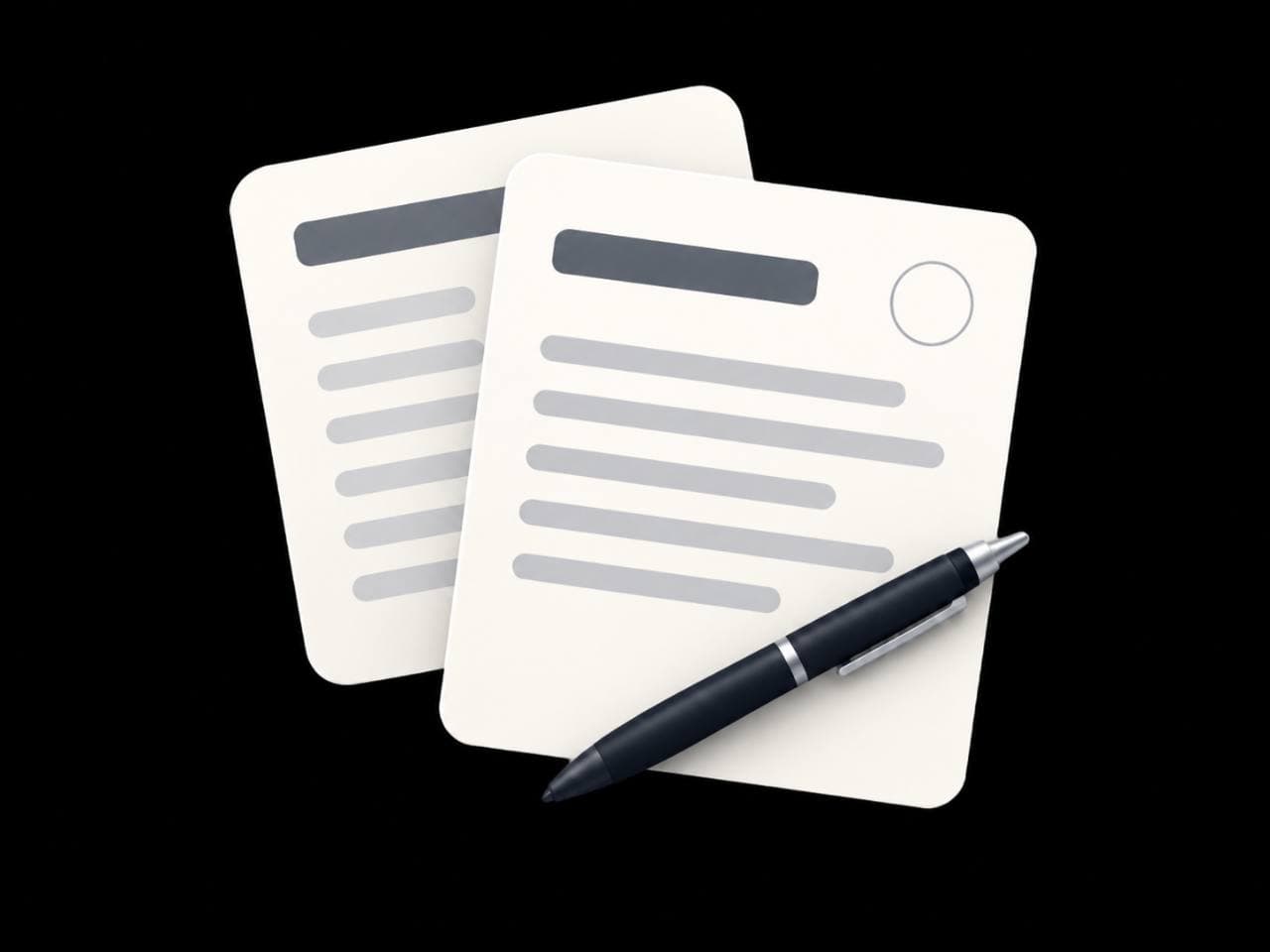 Documentos e caneta representando processo manual